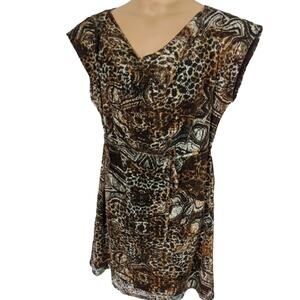 AVENUE Brown Leopard Casual Party Dress Plus 18